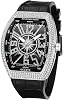 Gosasa Men's Fashion Cool Unique Tonneau Watch Bling Crystal Rhinestone Quartz Wristwatches with Rubber Strap