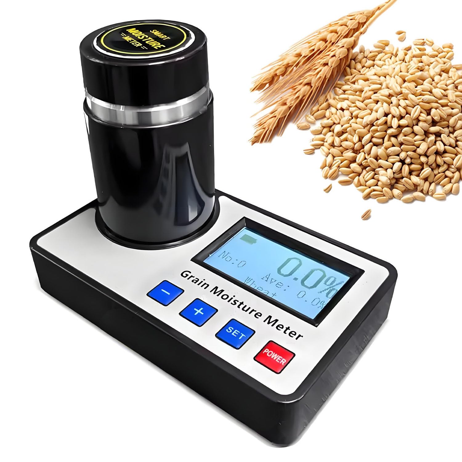 WTRYRN Digital Cereal Humidity Measure Meter,Seed Moisture Tester,Seed Moisture Tester,for Coffee,Cocoa,Rice,Wheat 19 Kinds Grains Moisture Testing,with ATC