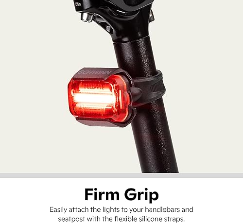 Miniatura 4 de Schwinn Faro LED para bicicleta y luz trasera, recargable por USB, juego de luces de 100 lúmenes, color negro