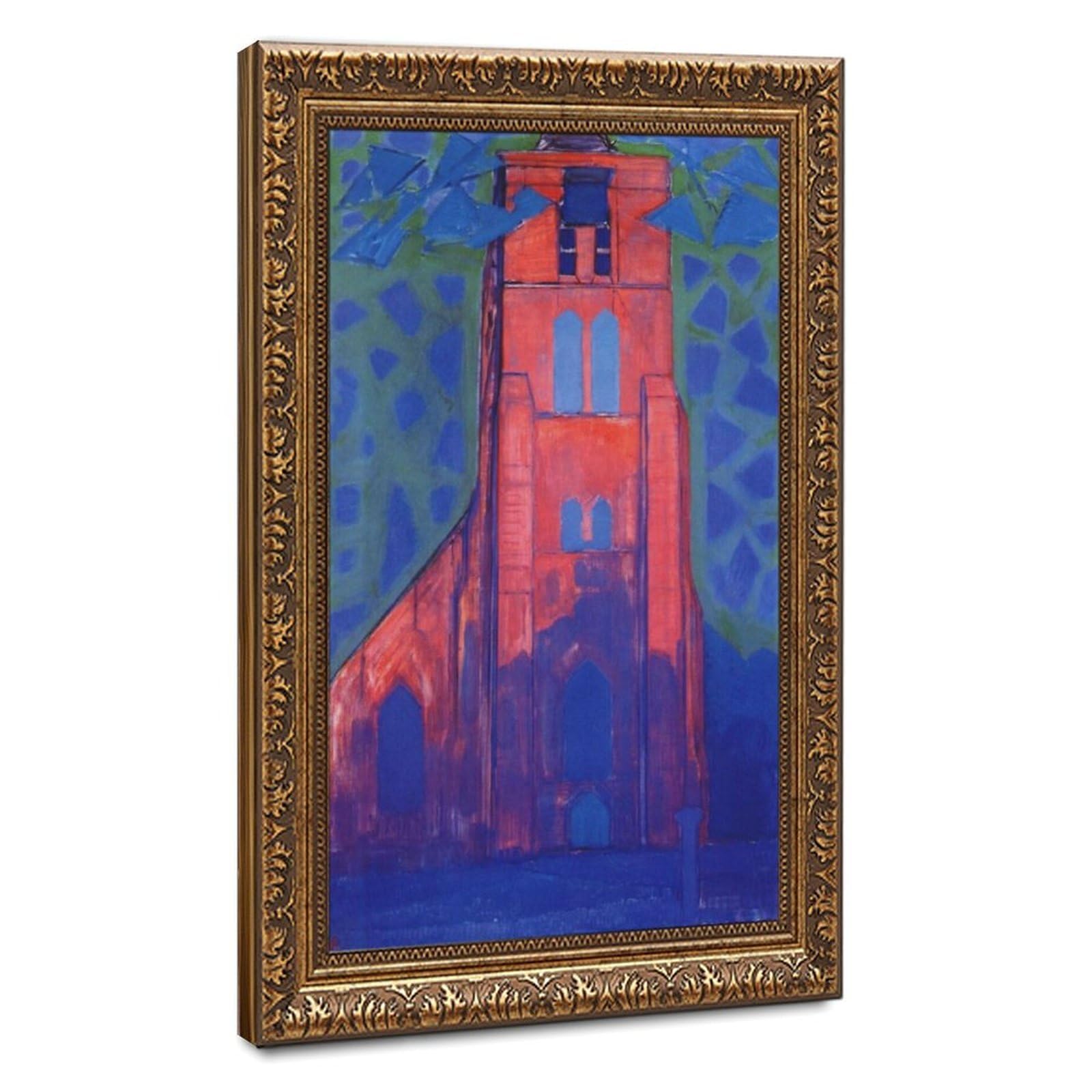 Church Tower at Domburg Piet Mondrian Posters Prints Canvas Deco Paintings Wall Art Hangable Frame 24" L X 36" W