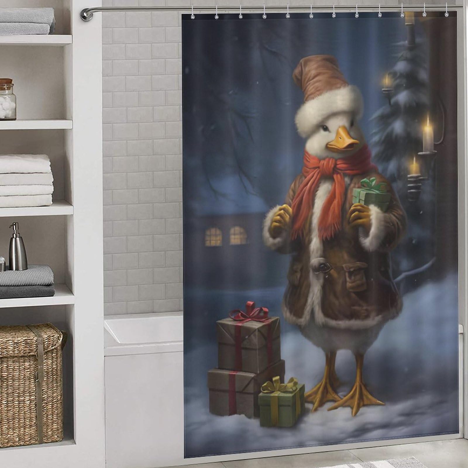 Rideau de douche canard en polyester lavable 152x183 cm