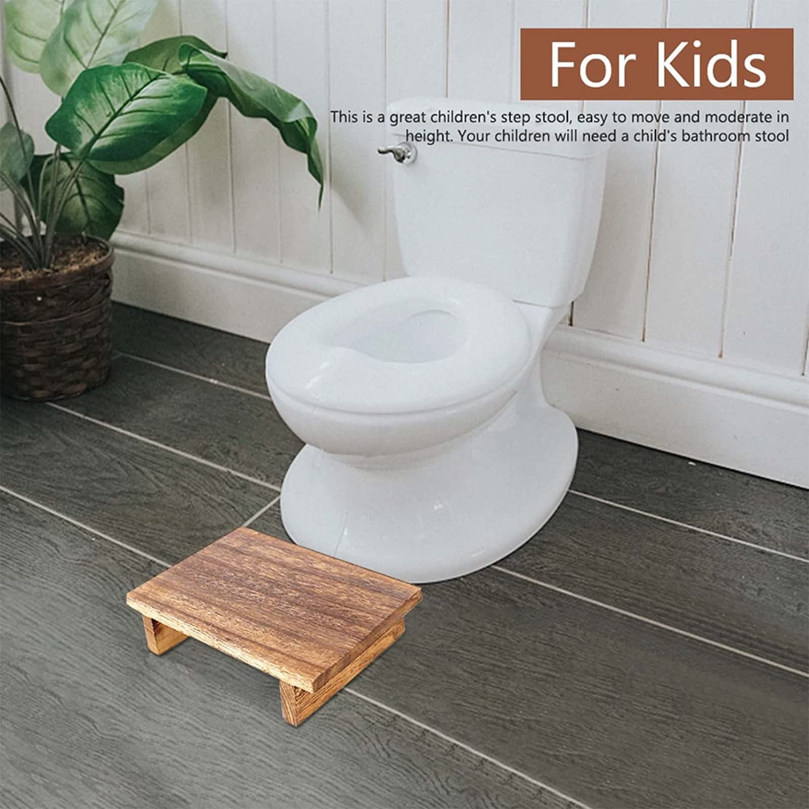 Robusto sgabello in legno per bagno,scalino multiuso per vasino per bambini, pratico gradino antiscivolo per WC per bambini, altezza 7 cm