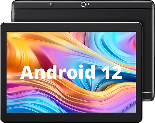 Dragon Touch Tablet Android de 10 pulgadas con almacenamiento de 32 GB, almacenamiento expandible de 256 GB, tableta Android 12, procesador de