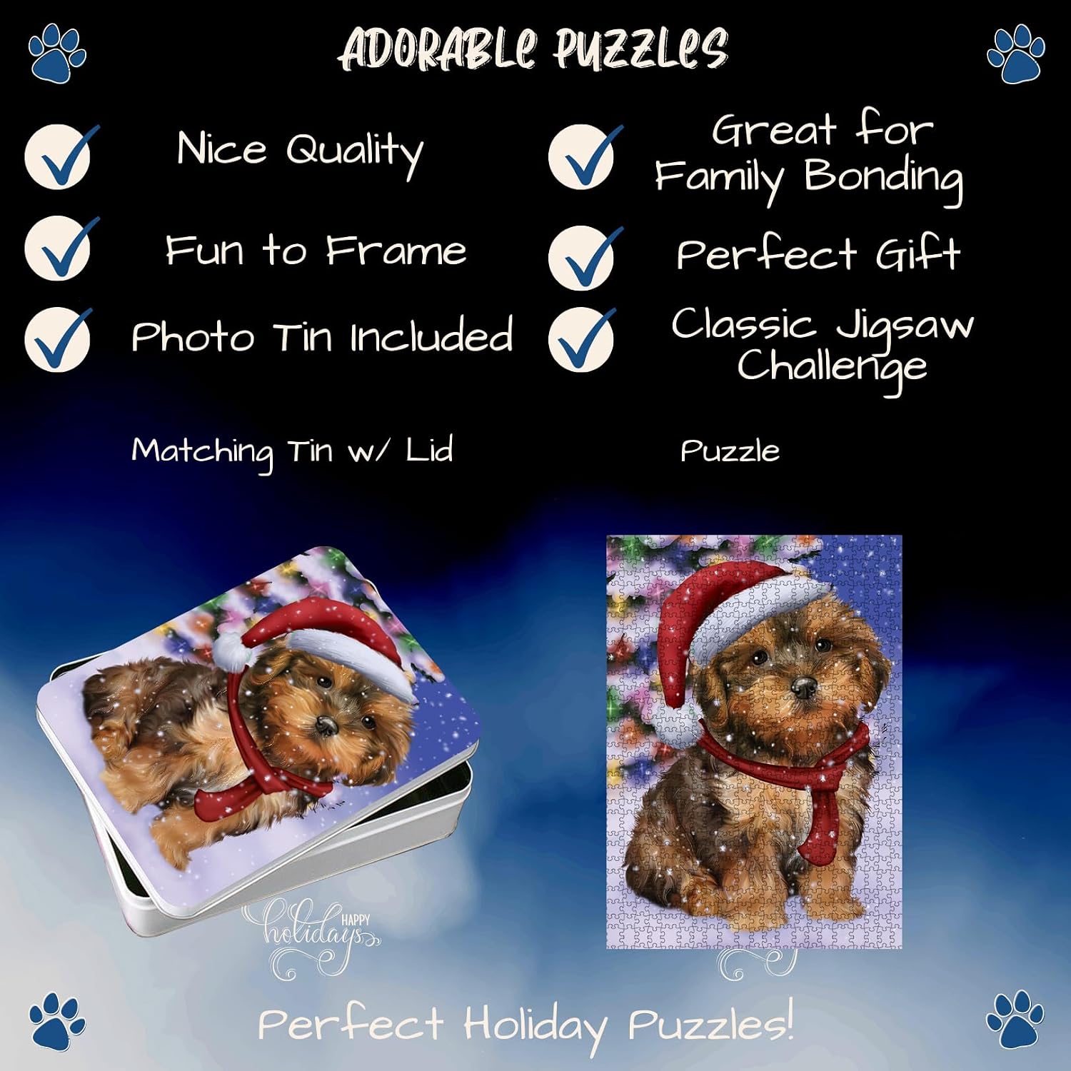 Christmas Winterland Wonderland Yorkipoo Dog Jigsaw Puzzle for Adults - Animal Printed Interlocking Puzzle Game Artwork - Gift for Dog Lover's - 1000 Pcs 29.5"x19.7", PZLE55424