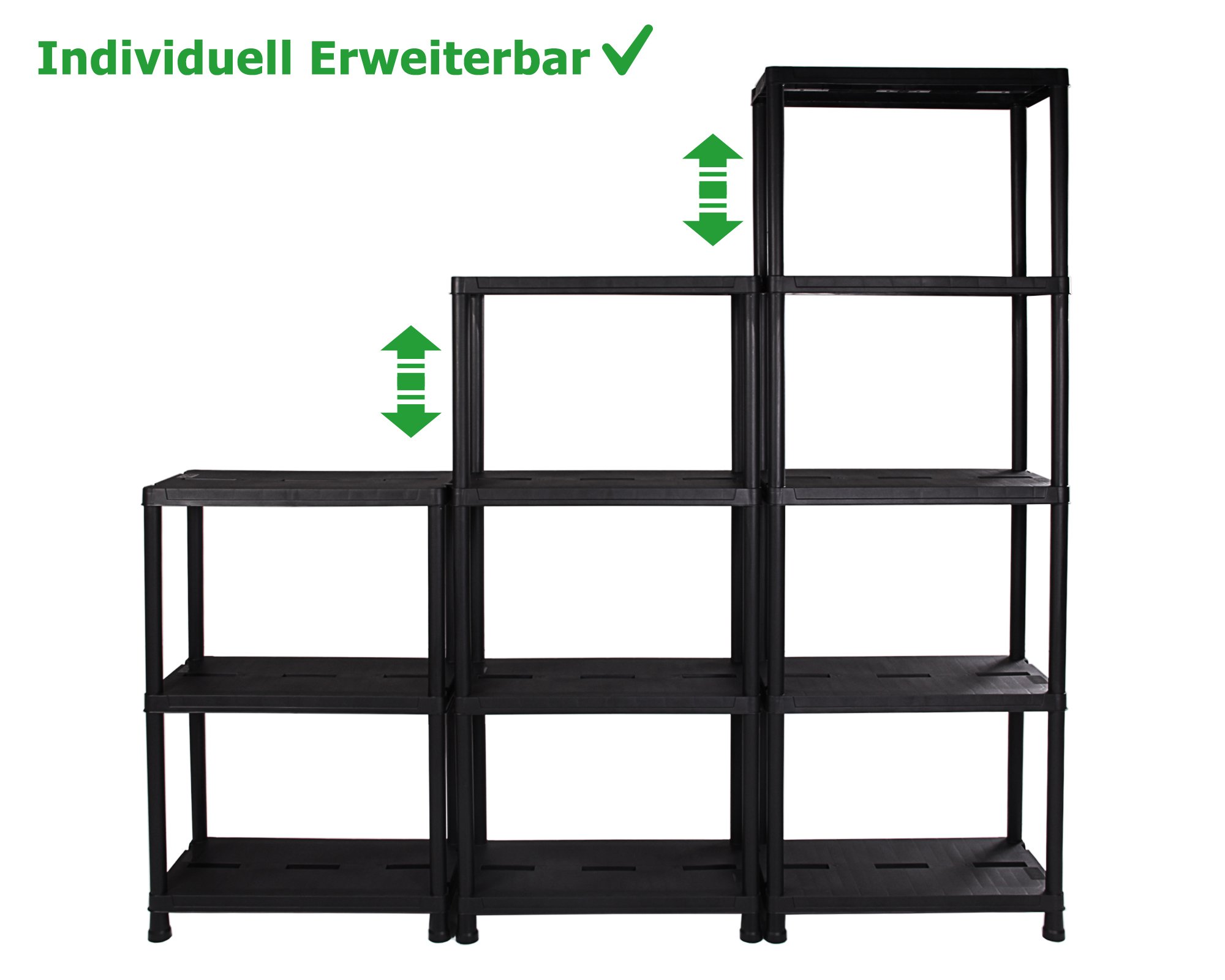 Ondis24 Steckregal 71x35x180 cm Kunststoffregal bis 180 kg | Lagerregal, 15 Zoll Schwerlastregal, bis zu 180 kg belastbar