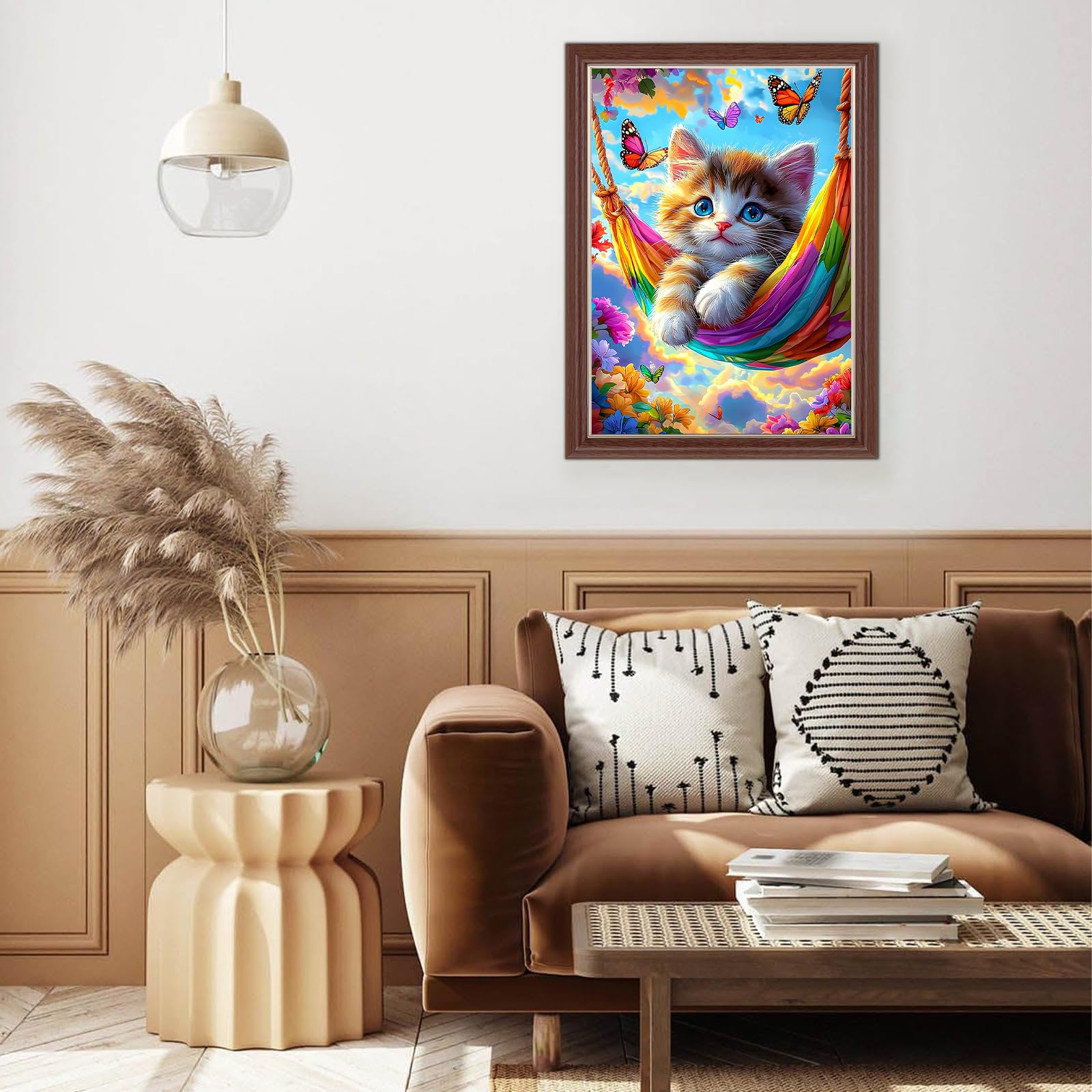 QQYRHN 5D Diamond Painting Kit „Vintage Katze“, 30x40 Cm – DIY Diamantmalerei Für Erwachsene & Anfänger, Komplett Mit Werkzeug