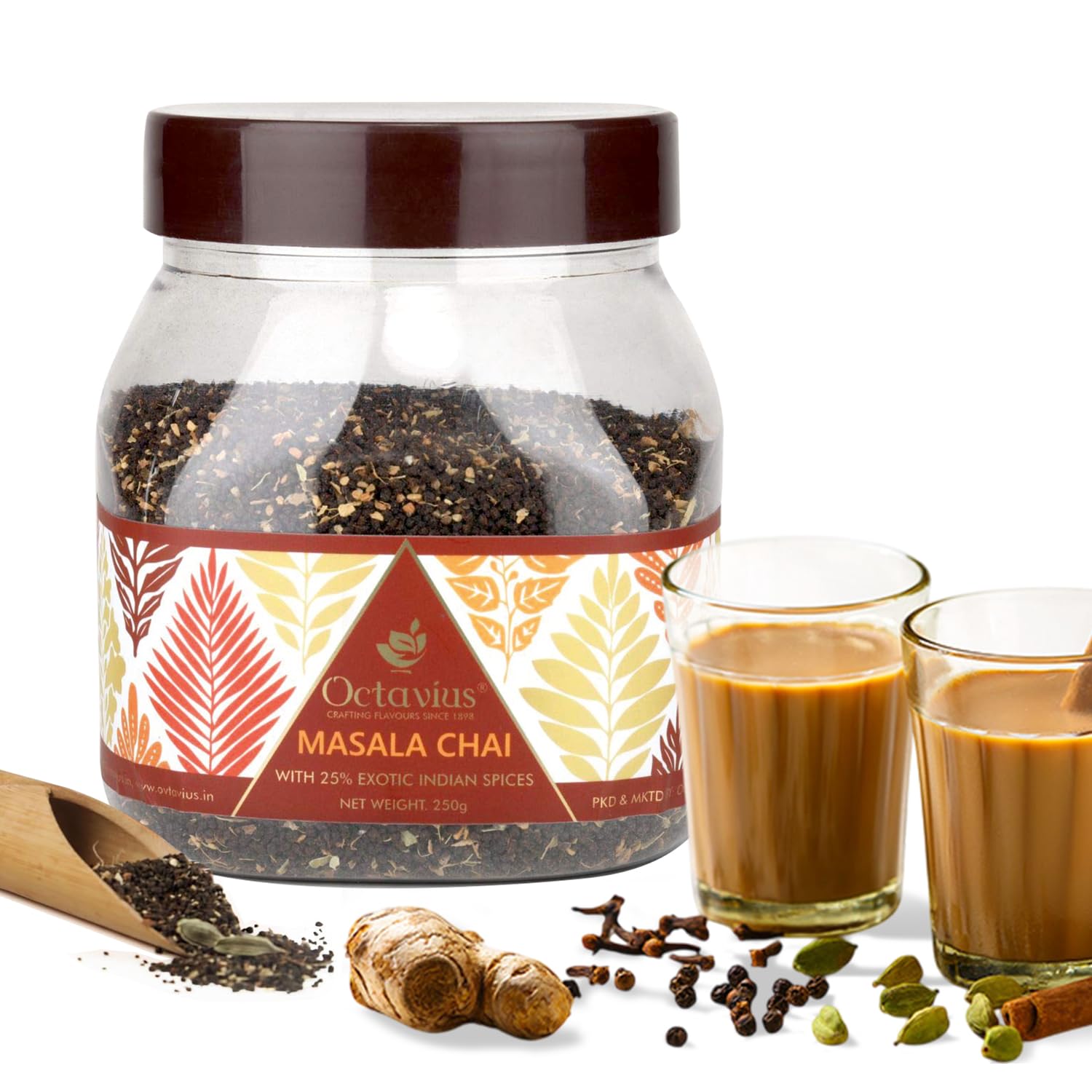 Octavius | Masala Chai | Masala Tea | Masala Chai Tea Loose | Blends of Cardamom, Cloves, Black Pepper & Ginger | Perfect for Tea Lovers | Spiced Tea | Pack of 1 | 9oz (250gm)