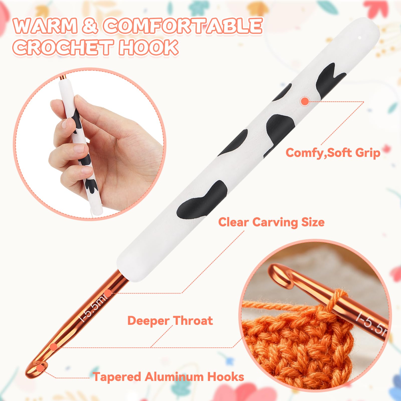Coopay 1 crochet avec bracelet, crochet de 4,5 mm pour débutants, crochet souple ergonomique pour l'arthrite, l'artisanat avec long manche – 4,5 mm Coopay 1 crochet avec bracelet, crochet de 4,5 mm pour débutants, crochet souple ergonomique pour l'arthrite, l'artisanat avec long manche – 4,5 mm