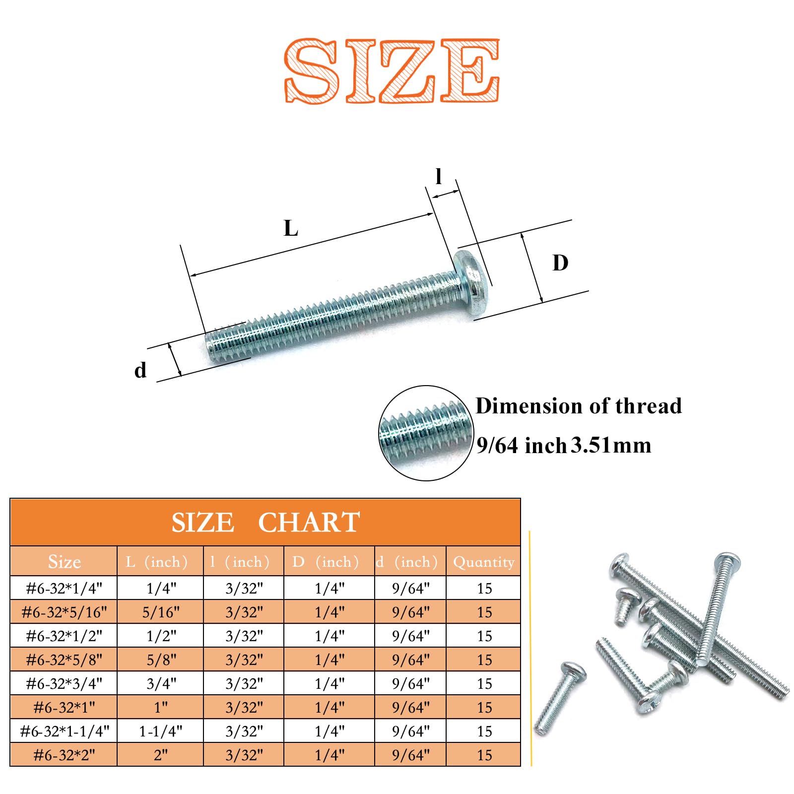 120 Machine Screws - #6-32 Assortment Kit -2 120 Machine Screws - #6-32 Assortment Kit -2