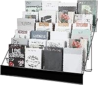 Queekay 6-Tier Black Wire Countertop Magazine Rack - Comic Book Holder, Brochure Display Stand for Books, Literature & Greeting Cards