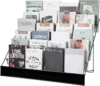 Queekay 6-Tier Black Wire Countertop Magazine Rack - Comic Book Holder, Brochure Display Stand for Books, Literature & Greeting Cards