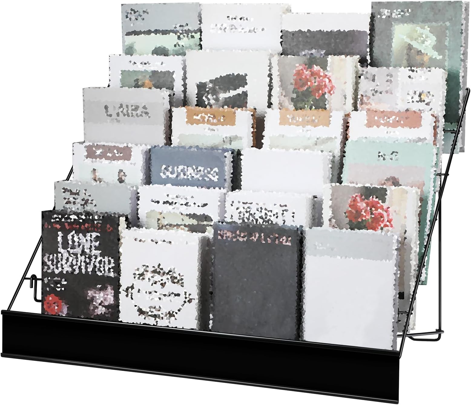 Queekay 6 Tier Wire Countertop Rack black Comic Book Holders Wide Wire Magazine Rack Tabletop Display Stand for Table Top Book Brochure Literature Comic Greeting Card Shelf Holder Stand