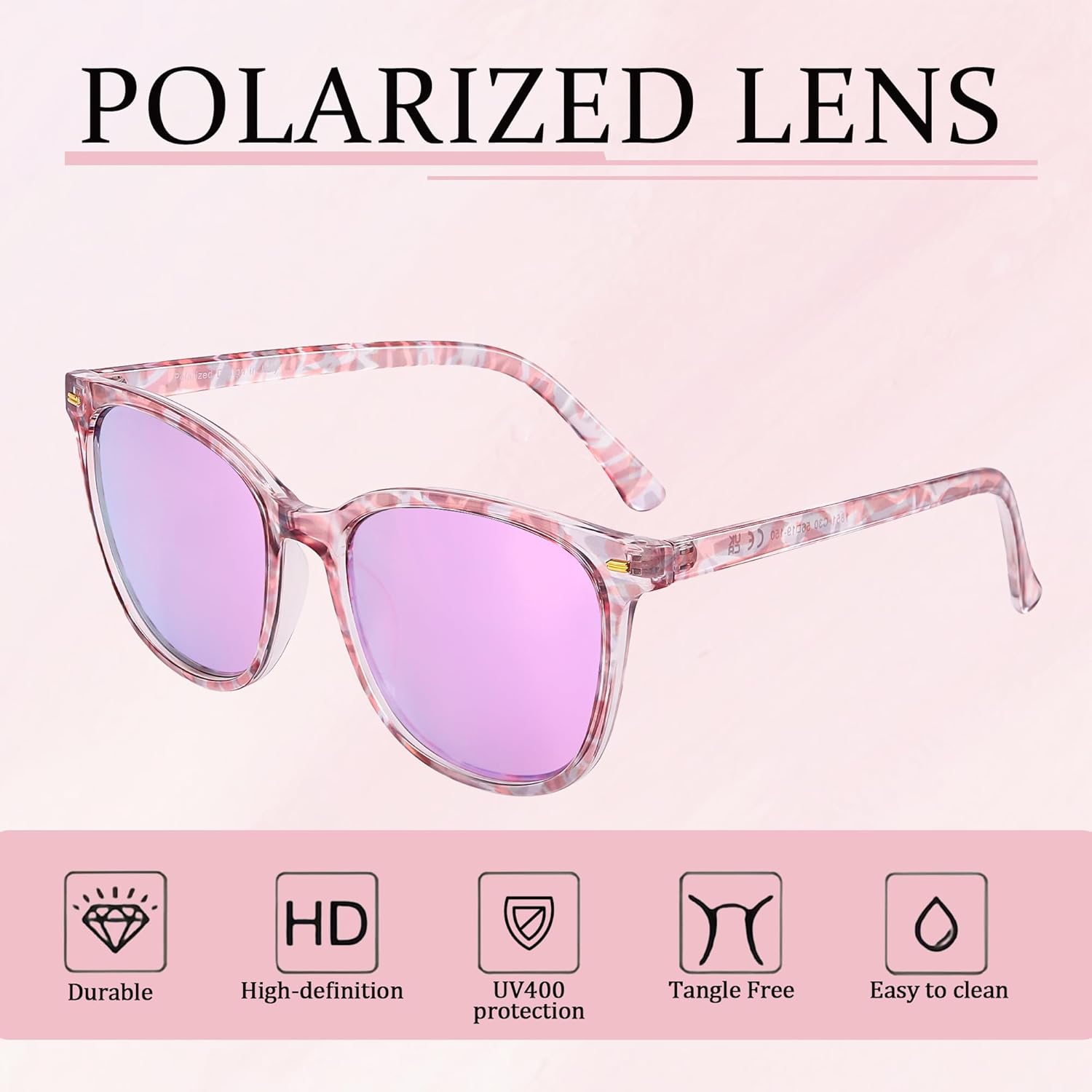 FancyPink Women's Polarized Sunglasses UV400 Protection Mirrored Beach Eyewear Trendy Sunglasses for Women - Image 5