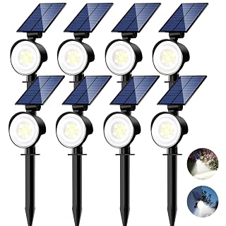 nipify 8 Pack Solar Spot Lights Outdoor Waterproof with 3 Modes, Solar Spotlight Light for Outside Yard Landscape Lighting Pathway Lights Wall, Cool White - Amazon product rated Grade A