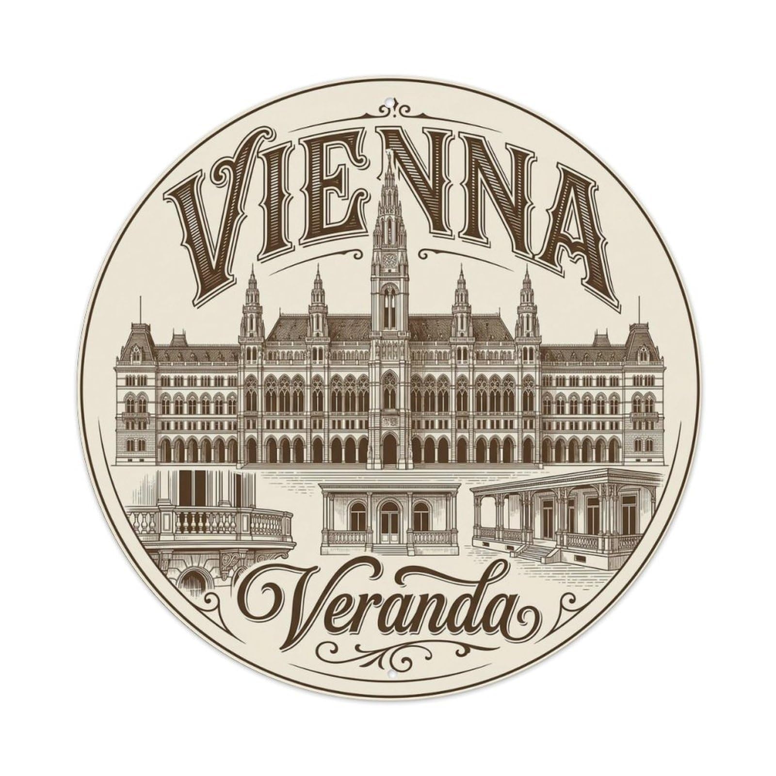 Vintage Travel Vienna Austria Balcony Metal Tin Sign