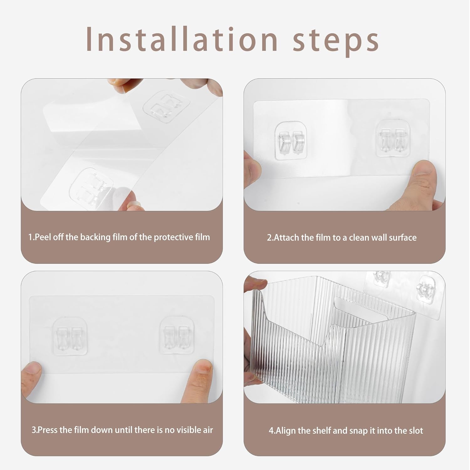 2 Pack Cabinet Door Organizer, Adhesive Wall Mounted Organizer Bins, Clear Storage Caddy, Stackable Basket for Kitchen Cabinets, Bathroom, Pantry, Office, and Tabletop Organization - Image 7