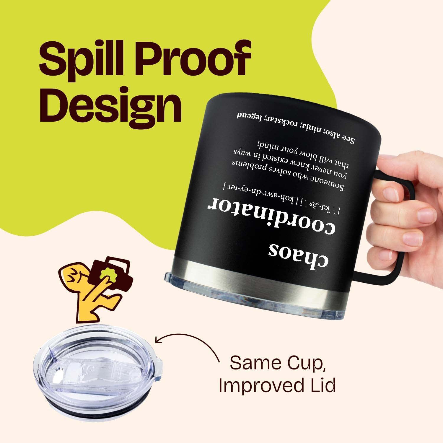 Chaos Coordinator Gifts for Men Tumbler Black 14oz - Thank You, Corporate, Boss Day, Office Gifts for Men Travel Mugs for Coworkers, Stainless Steel Chaos Coordinator Coffee Mug Cup Manager Present - Image 6