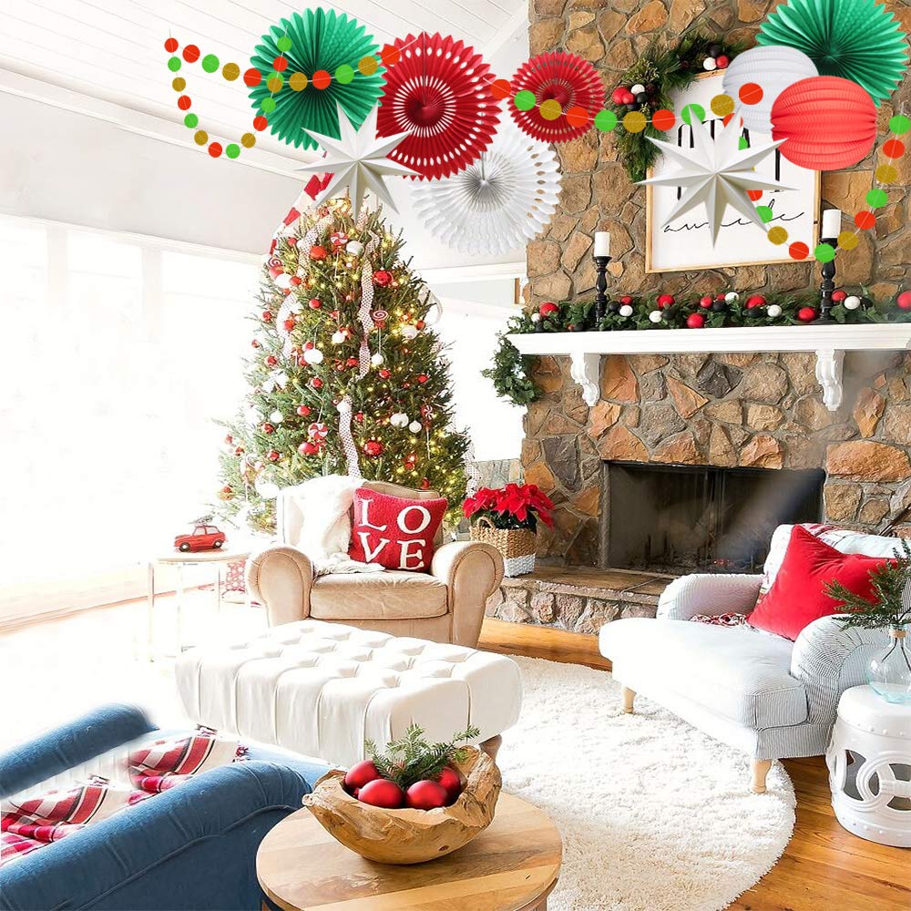 Juego de decoración de fiesta de Navidad, abanicos de papel de seda para colgar, guirnalda circular, faroles de papel para fiesta italiana, graduación, boda, cumpleaños, telón de fondo