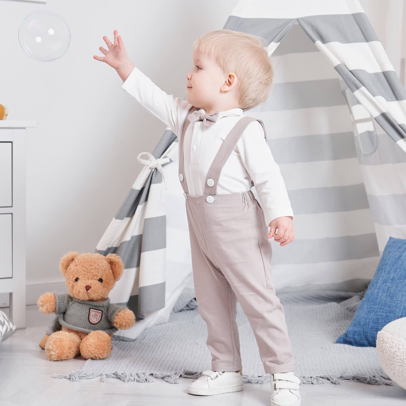 Bébé Garçons Costume De Baptême Gentleman Vêtements Ensembles Toddler Garçons À Manches Longues Cravate Costume De Mariage pour Le Printemps Automne