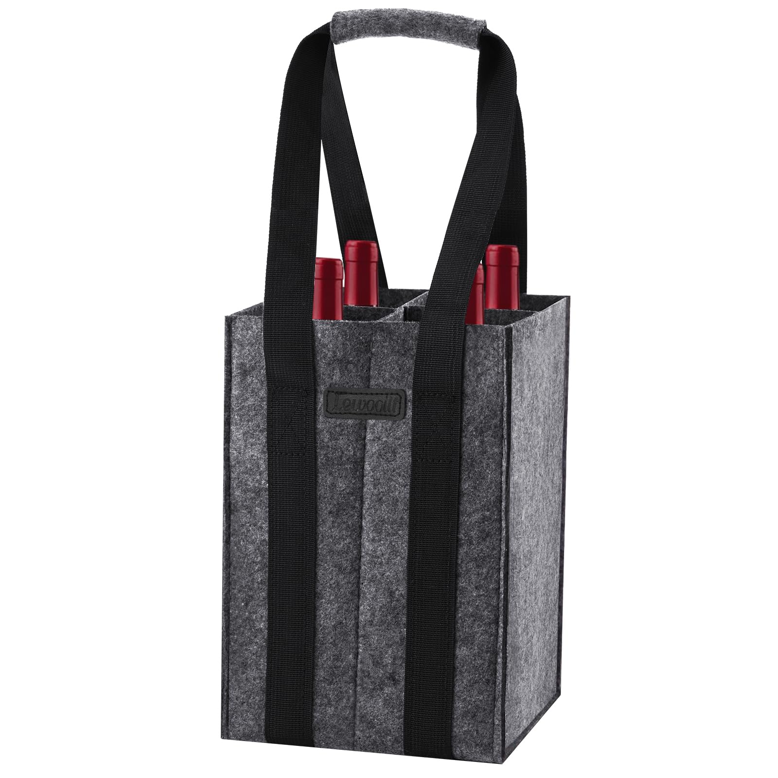 Lewooilt Reusable Wine Bottle Bag 4 Compartments