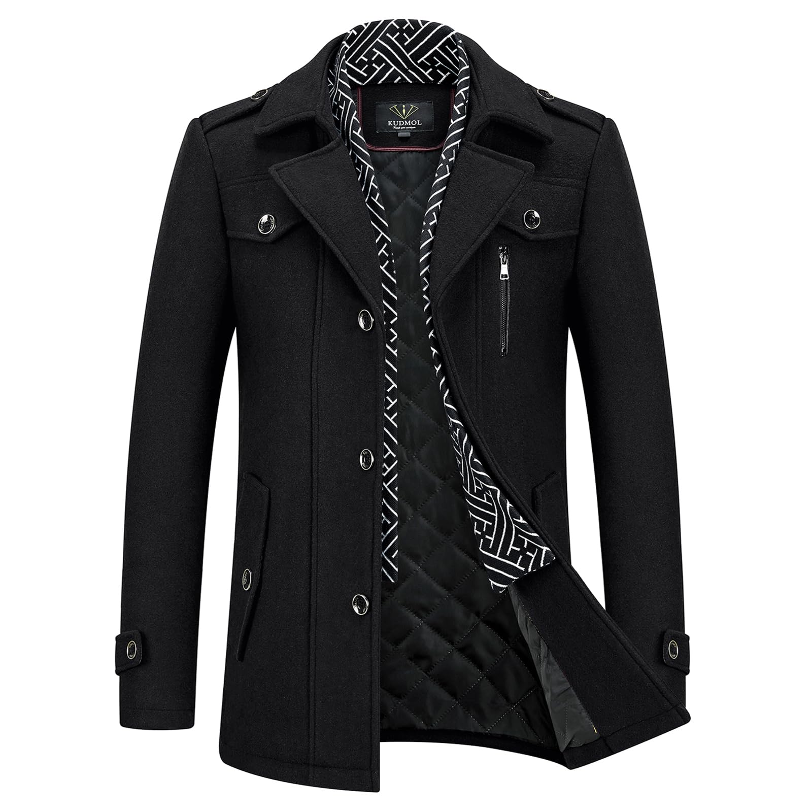 Manteau Homme en Laine Hiver Chaud Trench-Coat Homme Caban Pardessus Épais Business Slim Fit Overcoat