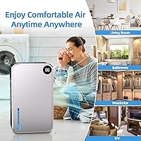Vista 8 de Dehumidifier, Small Dehumidifiers Quiet with Auto Shut Off, Humidity Display Dehumidifier for Bedroom/Bathroom, Timer, Drain Hose, 7-color LED