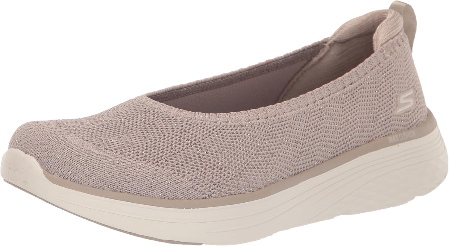 Skechers Women's MAX Cushioning LITE-Knit Ballet Flat, Taupe, 9.5
