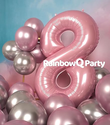 Miniatura 3 de Globo de número 8 de 40 pulgadas para niño o niña, color rosa grande 0-9, globos grandes de Mylar de 8 números, suministros de decoración de fiesta