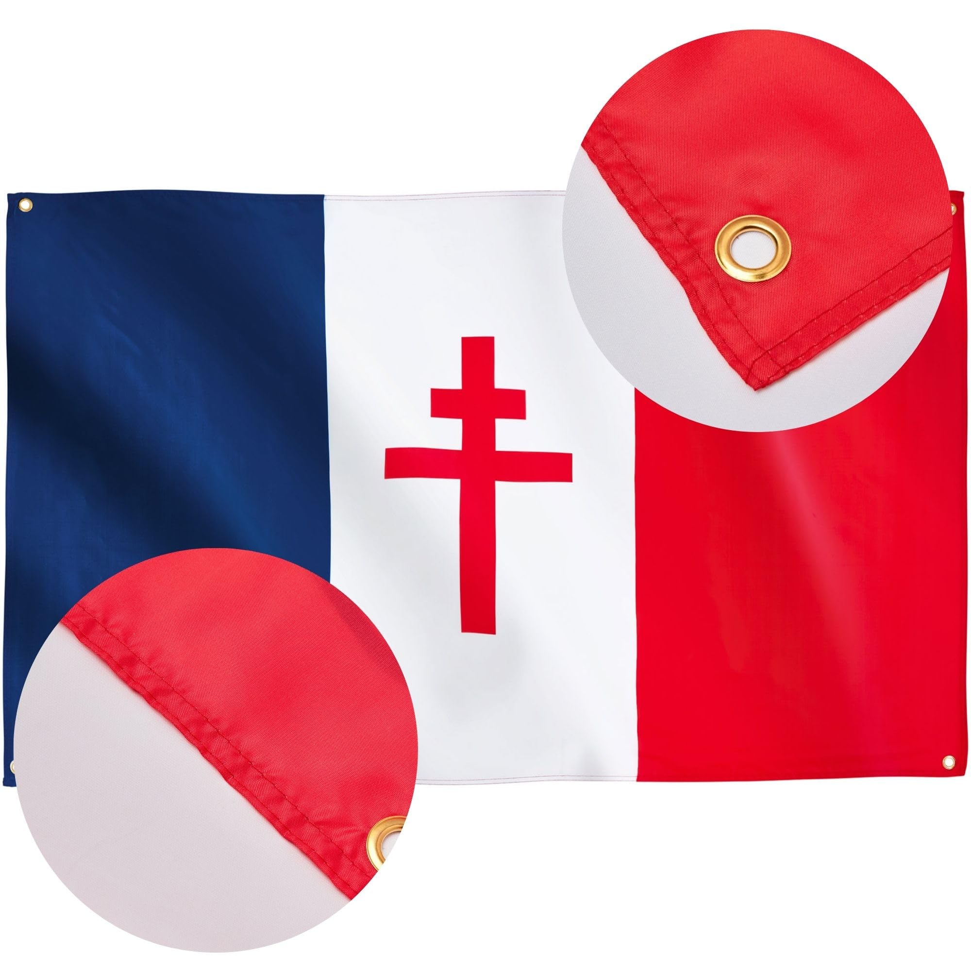 Runesol France Libre Flag, 91x152cm, 3ft x 5ft, 4 Grommets, Eyelet In Every Corner, Free France, Premium Flags, Inside - Image 4