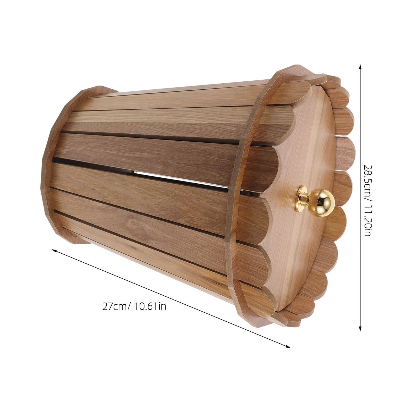 NUOBESTY Runder Stabiler Holz Mülleimer in Khaki für Bad und Büro mit Rustikalem Bauernhausstil und Stilvollem Holzdesign für Vielseitige Nutzung
