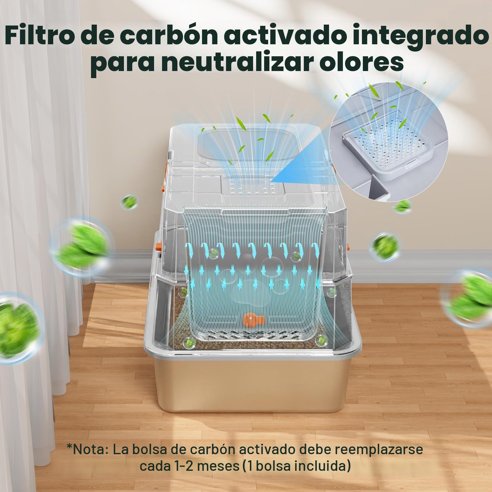 MIXJOY Bandeja para gatos XXL de acero inoxidable con tapa, bandeja sanitaria de acero inoxidable de dos puertas, bandeja cerrada para gatos con pala, fácil de limpiar, adecuada para gatos grandes