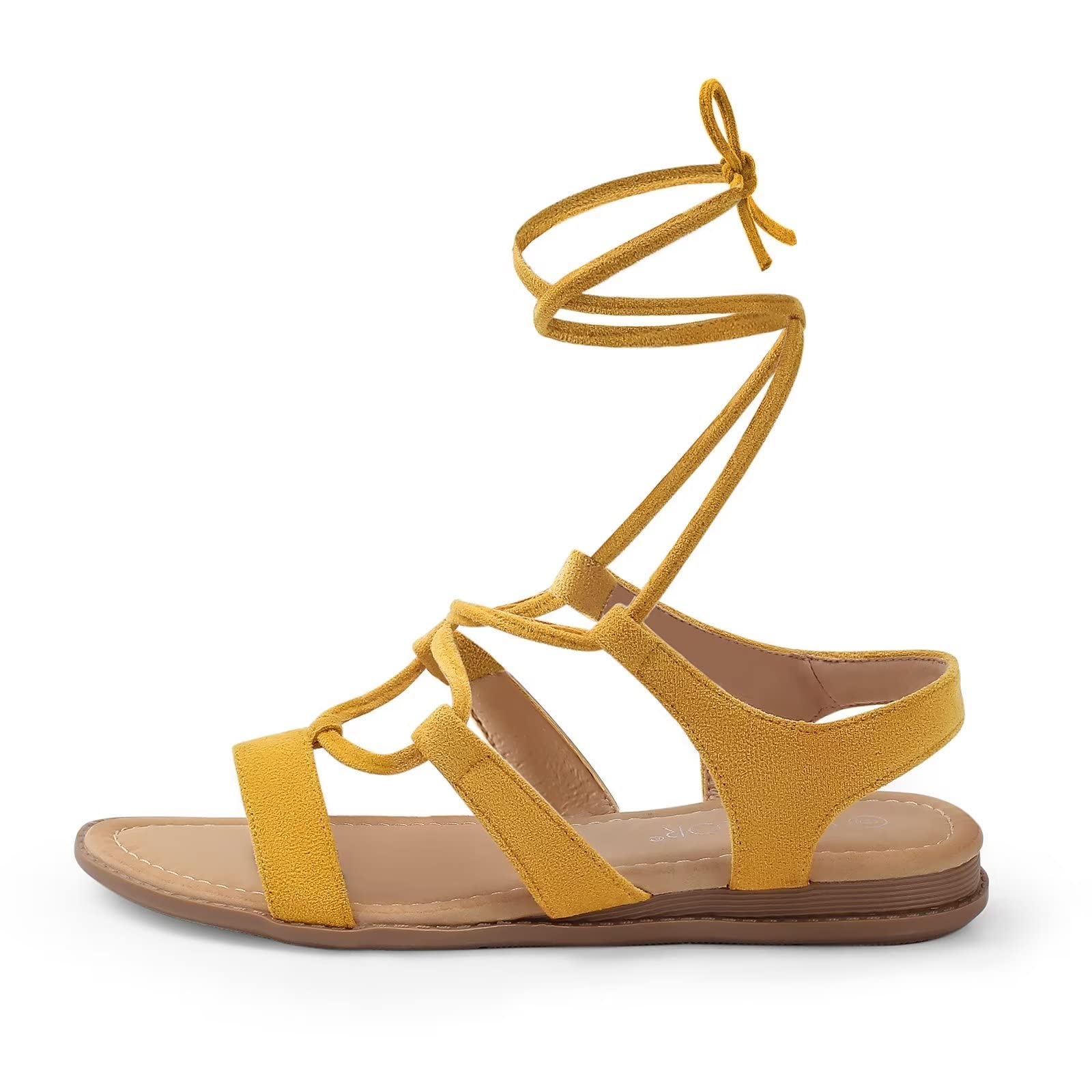 Photo 1 of (READ FULL POST) MUSSHOE Flat Sandals for Women Tie Up Lace Up Womens Sandal 9 Yellow