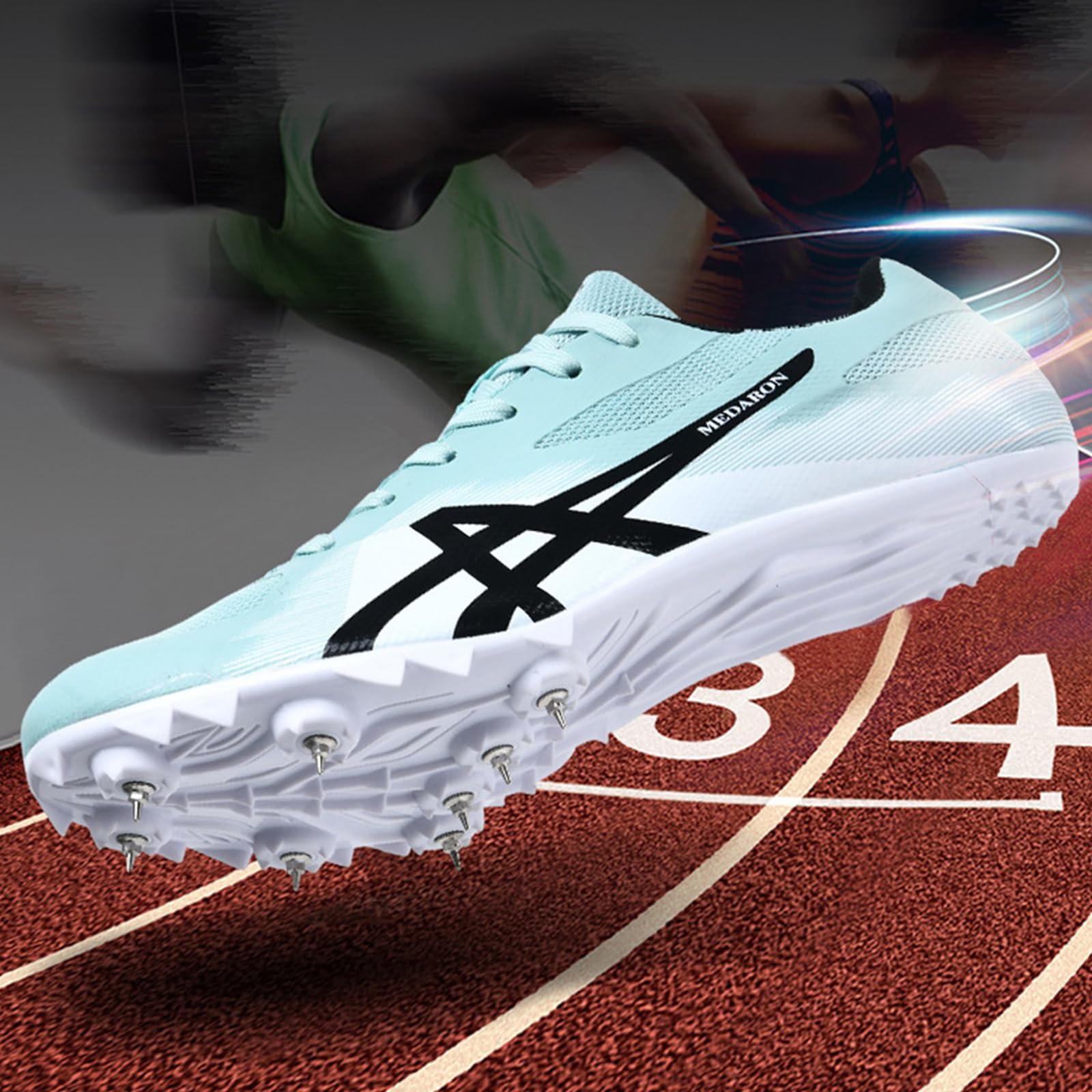 NGARY Herren Leichtathletikschuhe with 8 Spikes Track & Field Schuhe Trainingswettbewerb Weitsprungschuhe Junior Sprint Für Jugendliche, Jungen Und Mädchen
