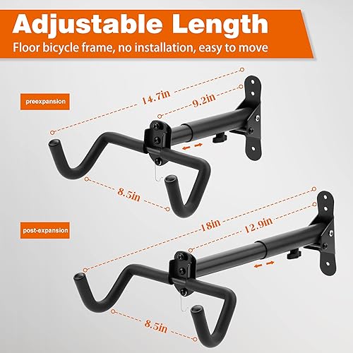 Miniatura 3 de Auwey Soporte de pared para bicicleta, soporte de pared para bicicleta, gancho de pared para bicicleta, soporte de almacenamiento de bicicletas para