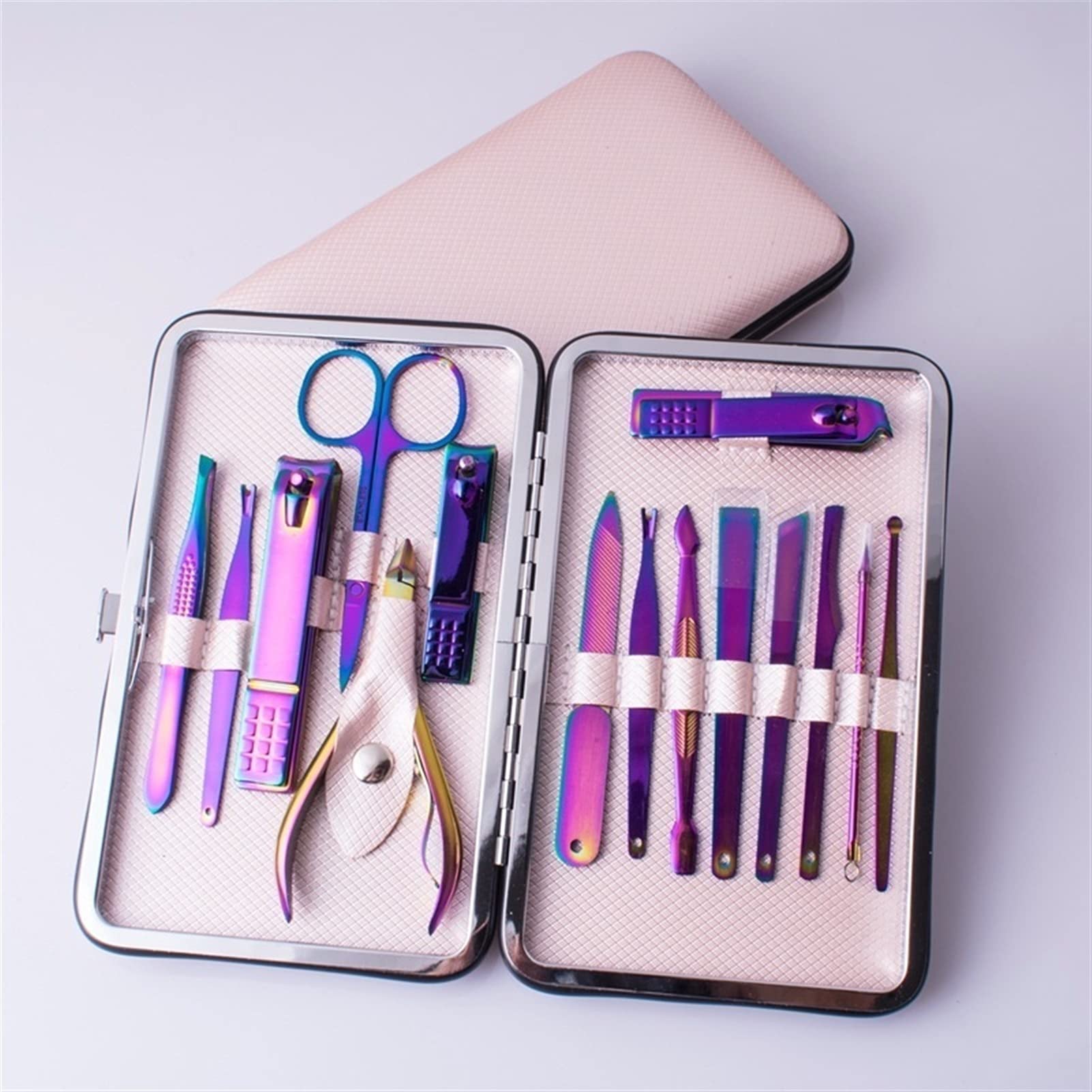 Nagelknipser-Set 15 in 1 professionelle Pediküre Kit Edelstahl Maniküre Werkzeug Set Nagelschneider Nipper Schere Nagelhaut Schieber Nail Art Werkzeuge Nagelknipser-Kit(A)