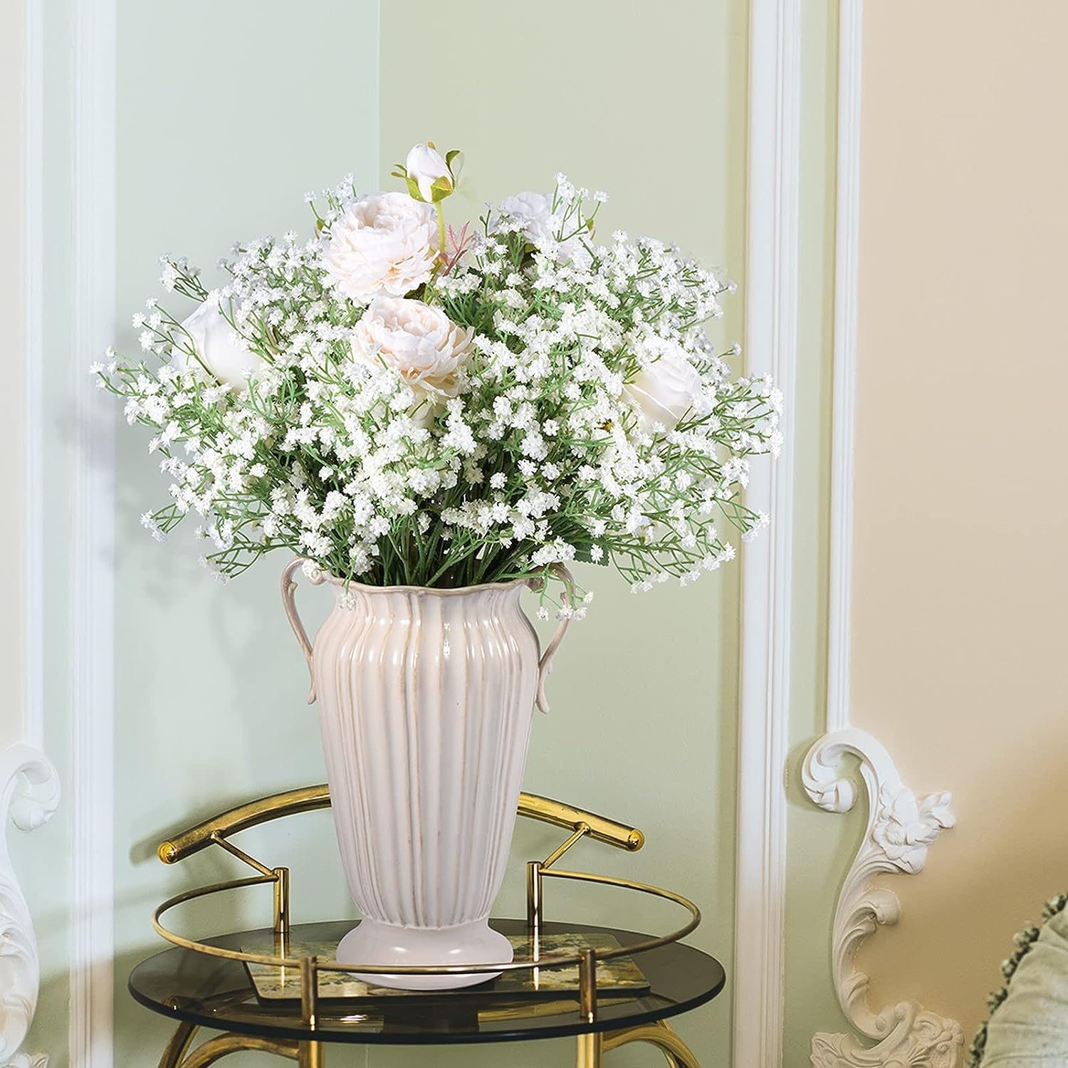 Starfly 9 pcs Babys Breath Artificial Flowers, Gypsophila Real Touch Flowers, Lifelike Babys Breath Hand Bouquet for Elegant Wedding, Party, and Home Decor, DIY Craft Projects, Floral Arrangements