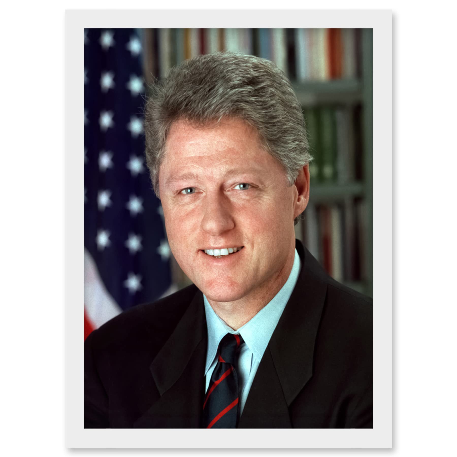 Artery8 US President Bill Clinton Portrait Photo Artwork Framed Wall Art Print A4