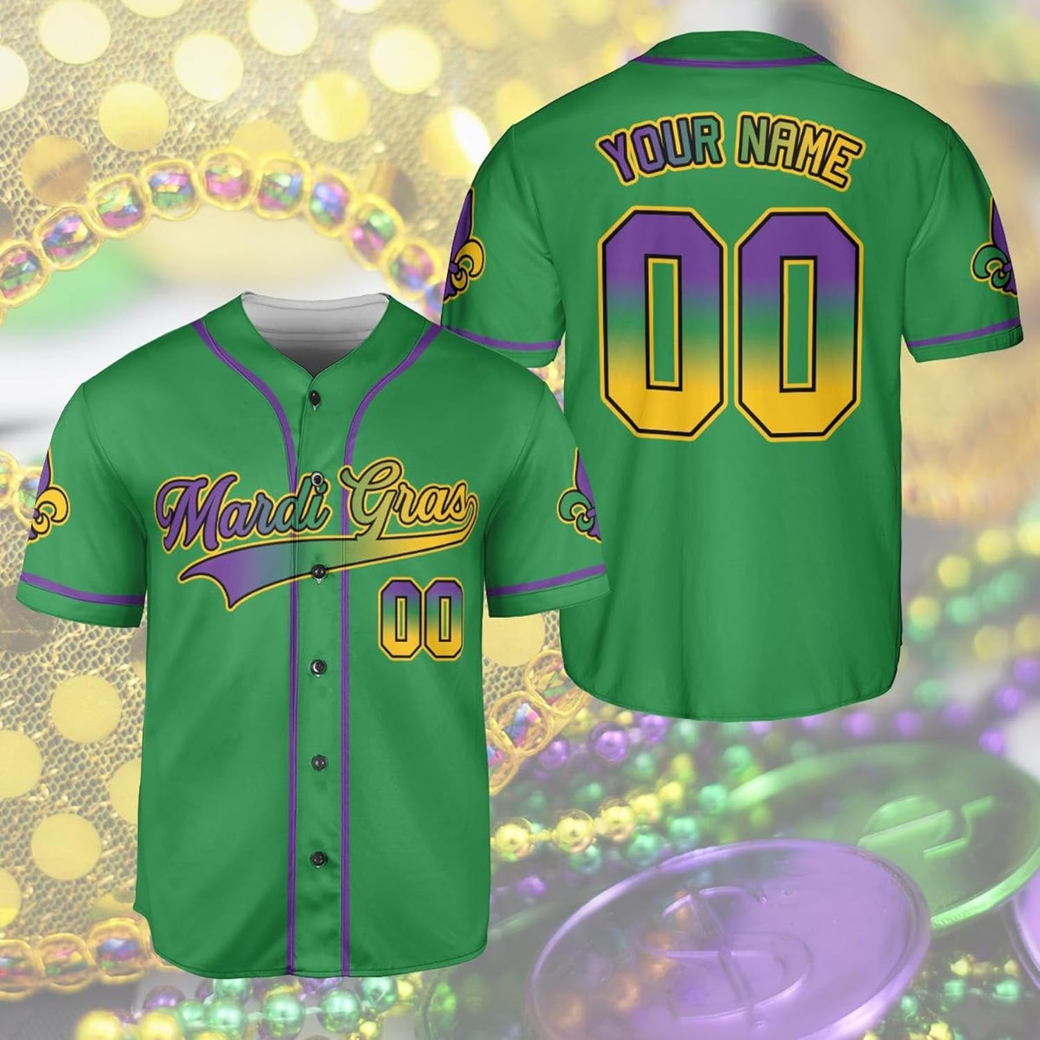 Personalized Baseball Jersey - Custom Name & Number Parade Jersey, Mardigras Squad Jersey, Louisiana, Fat Tuesday Gifts A1 Black