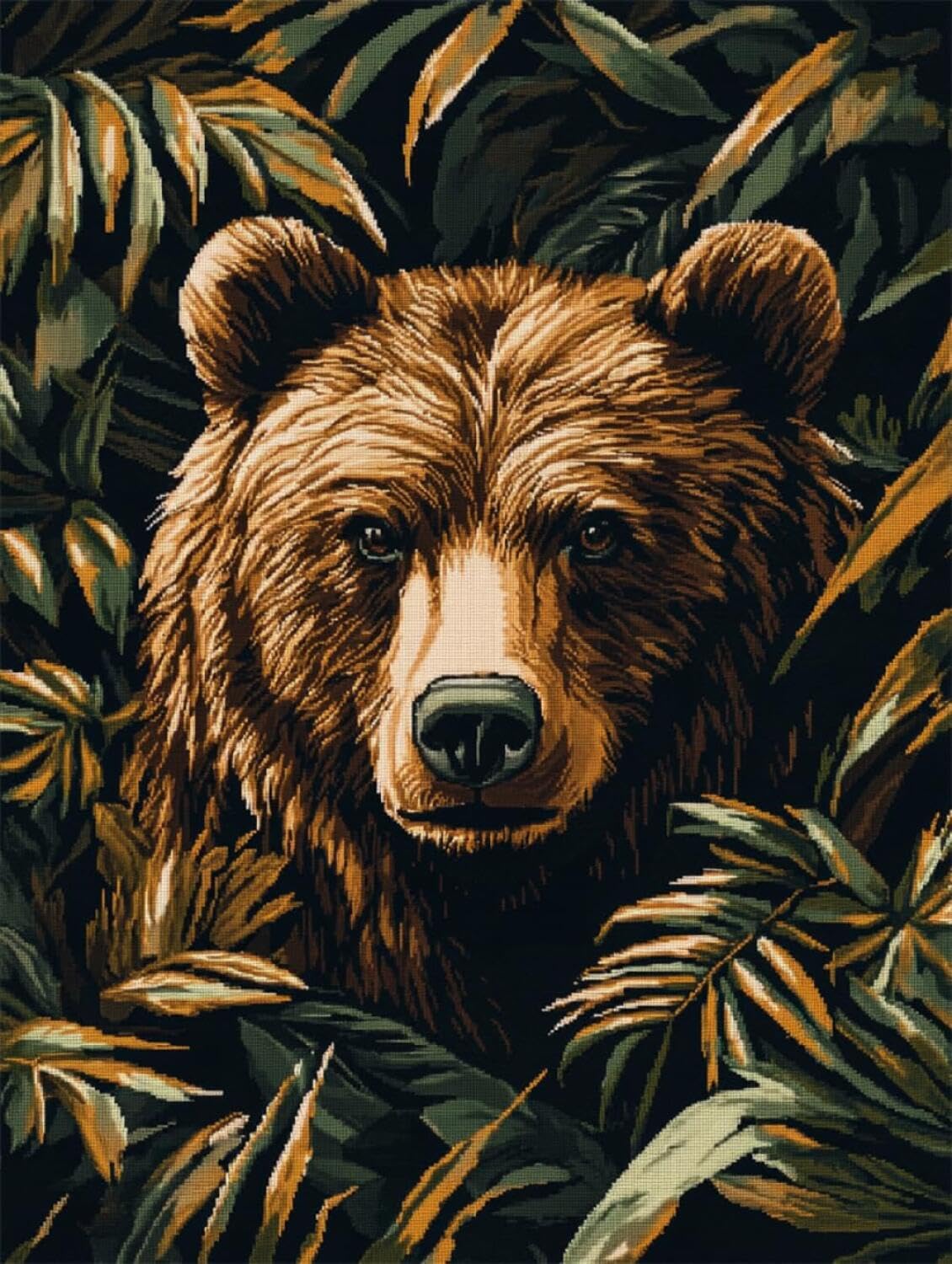 Rqwybcaxn DIY Latch Hook Rug Kit Bear Portrait 55x75cm
