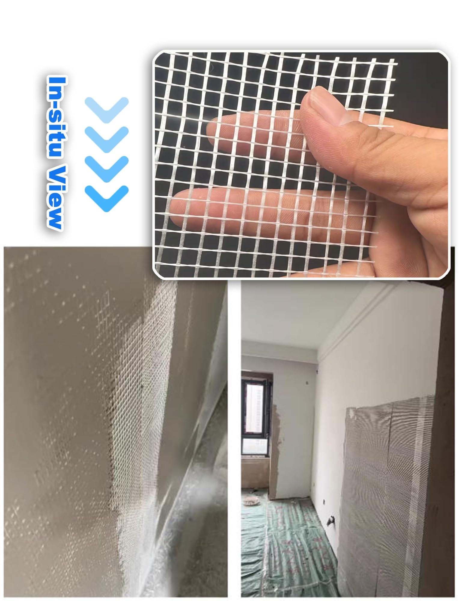 Rete per Intonaco Rotolo di materiale schermante a rete for stucco Rete ad alta resistenza e uniforme for intonacatura di cemento, rinforzo di muratura e riparazione di pareti(1 x 30 Meters (100 g/㎡))