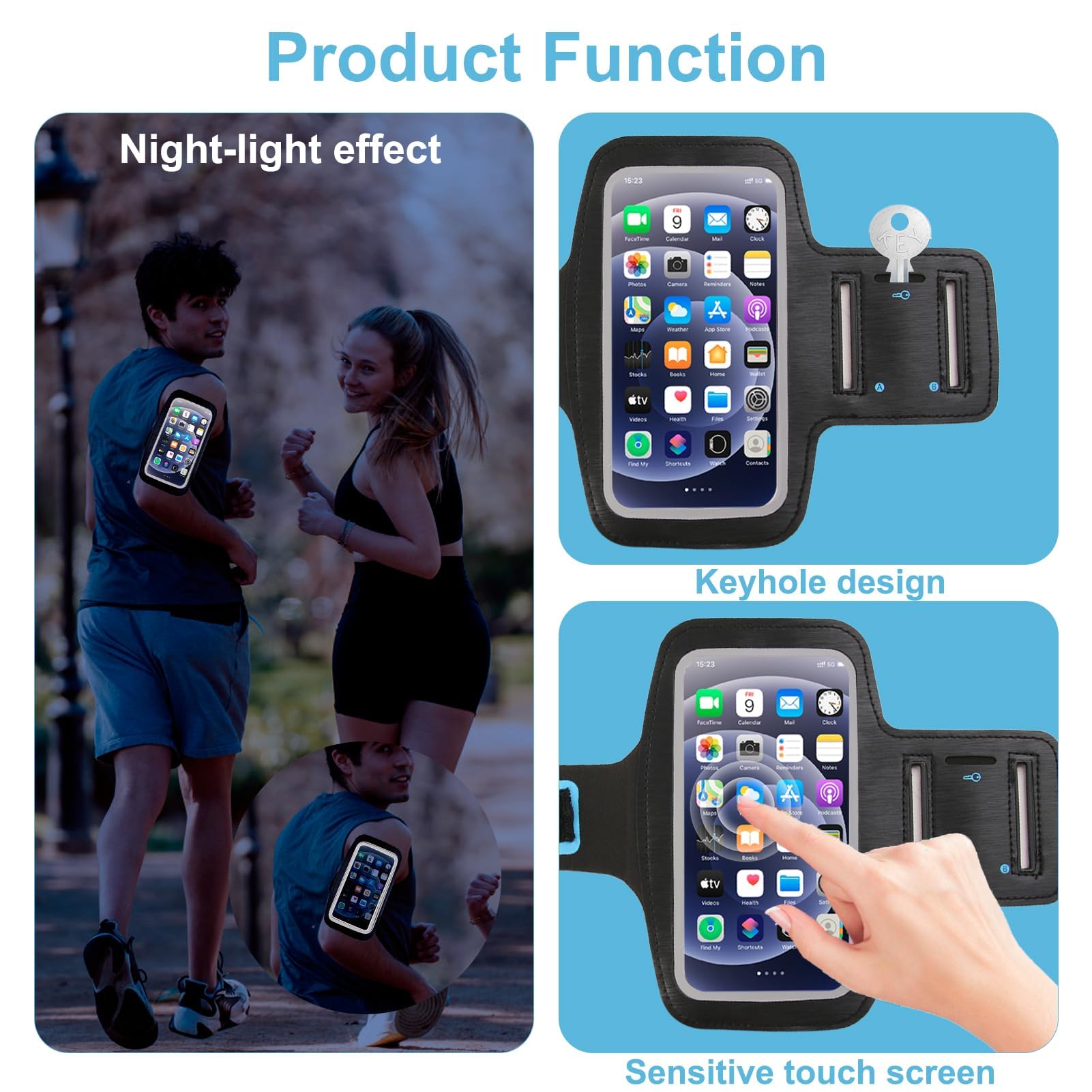 CUSTODIA DA BRACCIO FASCIA SPORT CORSA RUNNING BICI PER CELLULARE Smartphone 8022044265568 - Foto 6