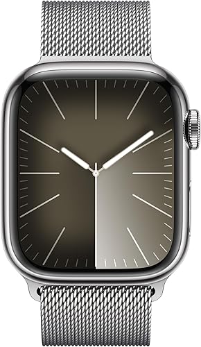 Miniatura 2 de Apple Watch Series 9 [GPS + Cellular 1.614 in] Reloj inteligente con caja plateada de acero inoxidable con bucle milanés plateado. con AppleCare+ (2