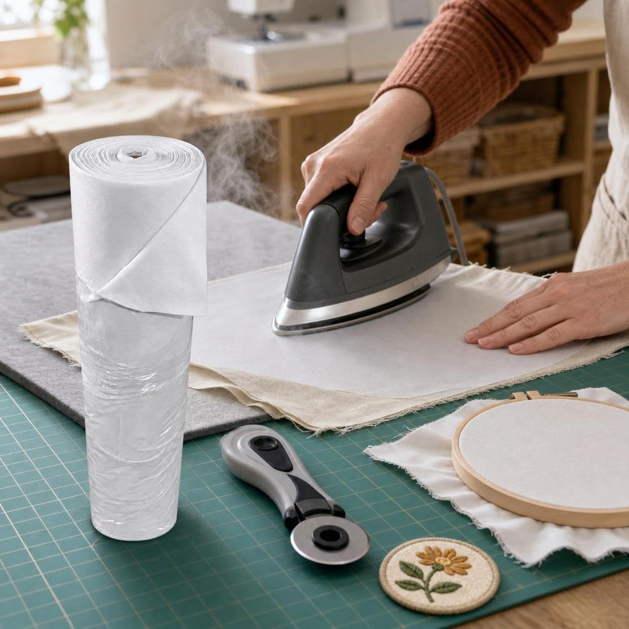 Vlieseinlage | Formstabile haftende Einlage für Nähprojekte, Textileinlage für DIY‑Bastelarbeiten, Taschen‑ und Kleidungszubehör
