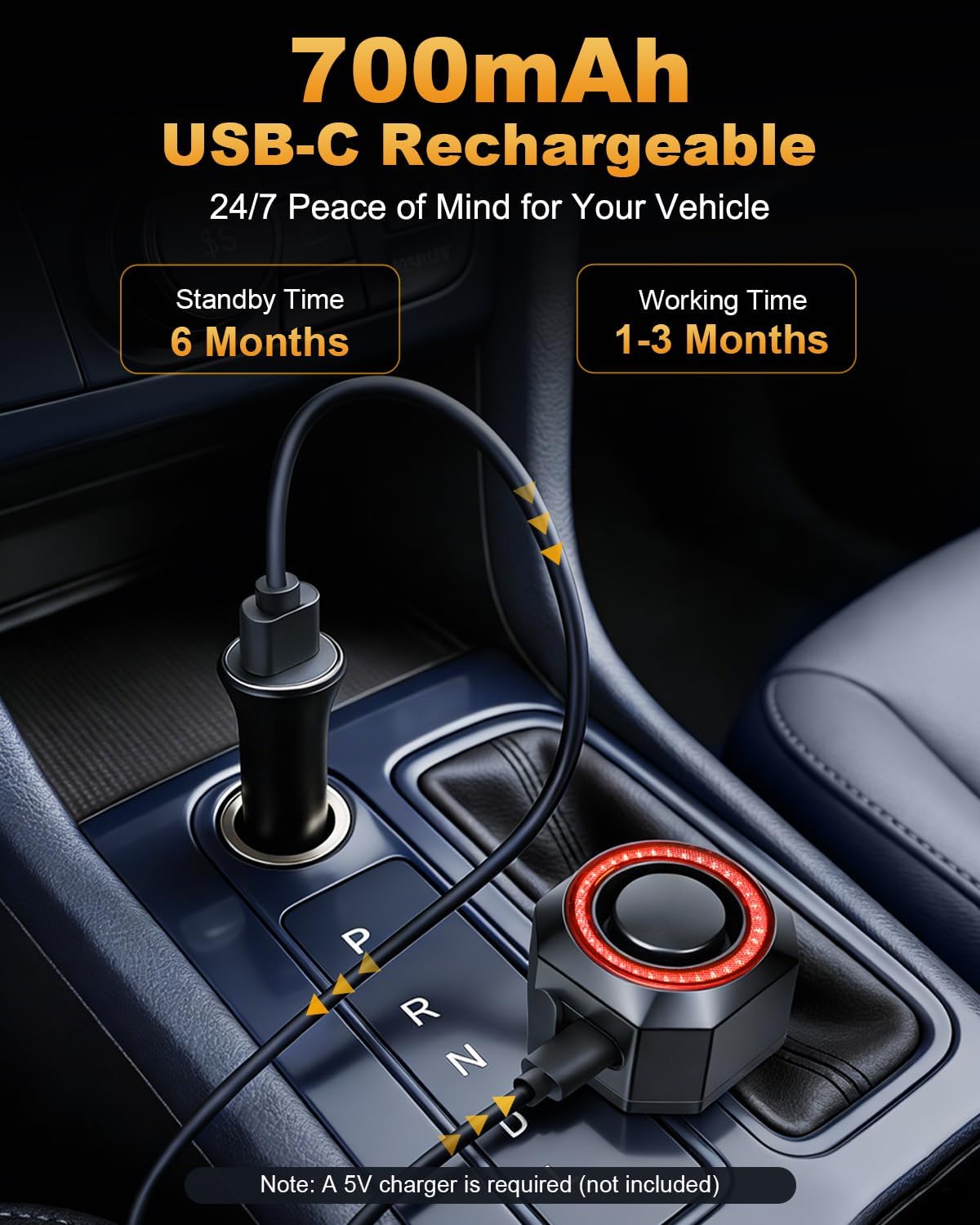 Car Alarm System,120dB Car Alarm System with Motion Sensor, Car Alarm Anti Theft Device with Wireless Remote, Rechargeable Vehicle Security System for Cars, RVs, SUVs, Trucks