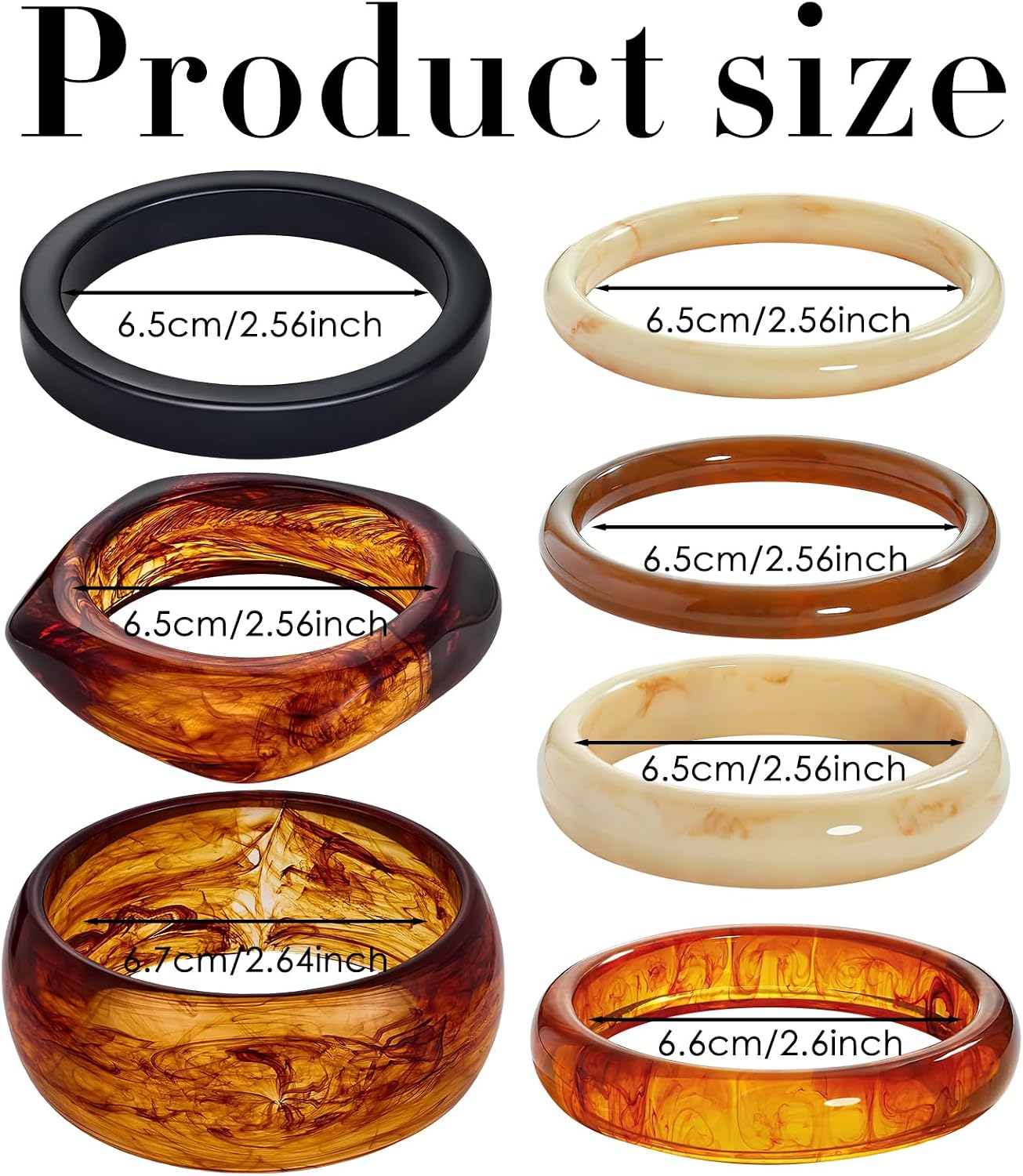 Tortoiseshell Resin Bangles Bracelets, 7 Pcs Chunky Boho Punk Geometric Acetate Plate Brown Acrylic Bracelet Stack, Trendy Resin Statement Wristband Wide Irregular Bangle Set for Women