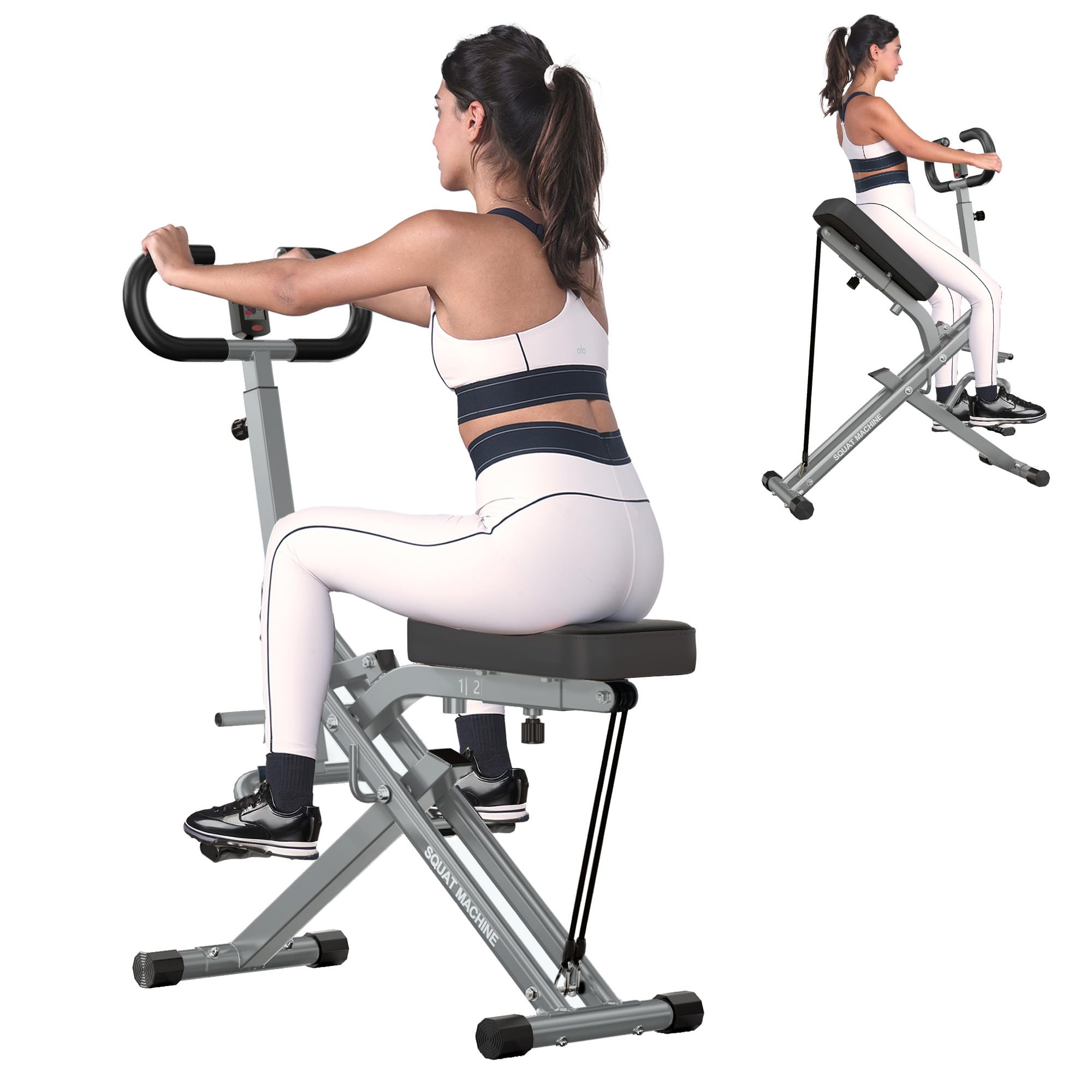 SogesHome Foldable &amp; Adjustable Squat Rowing Machine for Home Gym with Band