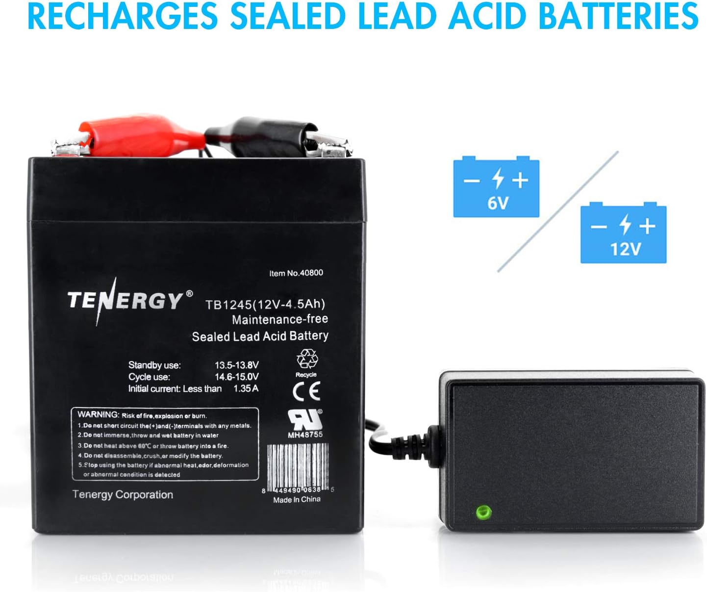 Warning label on a sealed lead acid battery