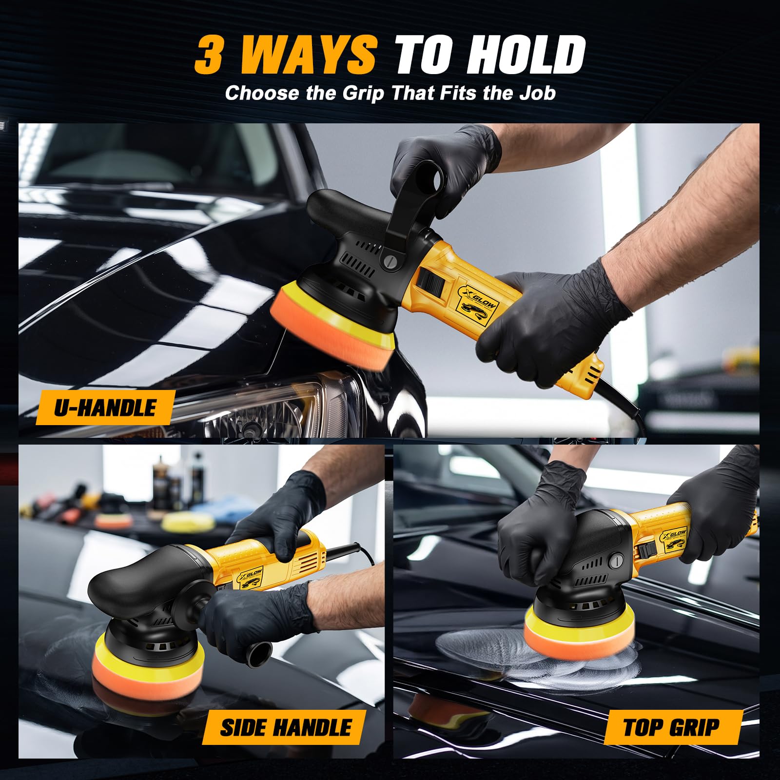 X'GLOW Car Polisher - 5" Random Orbital Buffer -4