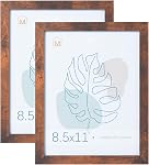 Muzilife 11x14 Wood Picture Frame with Real Glass Cover, Blue Photo Frame Display Pictures 8x10 with Mat or 11x14 Without Mat, Vertical & Horizontal on Wall, 1pcs