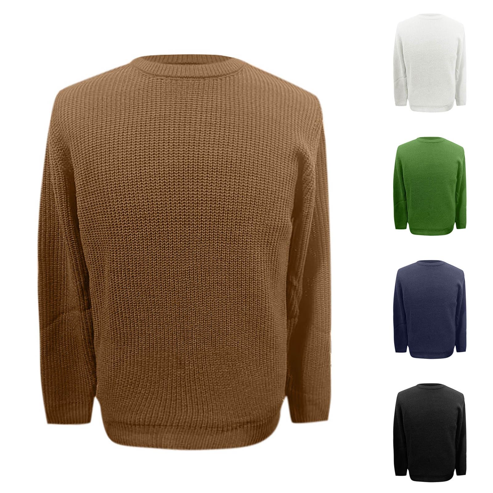 Generisch Jersey básico de trabajo para hombre, monocolor, camiseta de manga larga, jersey de punto fino, jersey de punto de negocios, sin capucha, elegante, manga larga, suéter de invierno, corte